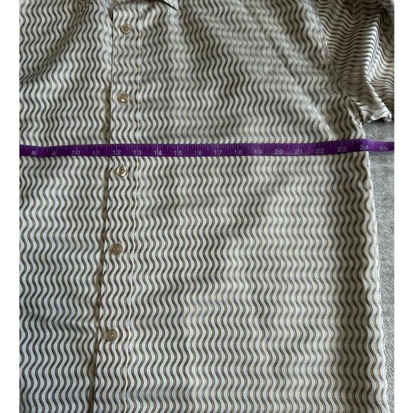 Jean Paul Exclusive Gold and Ivory Long Sleeve Taffeta Button Down Shirt Size L - Picture 5 of 7